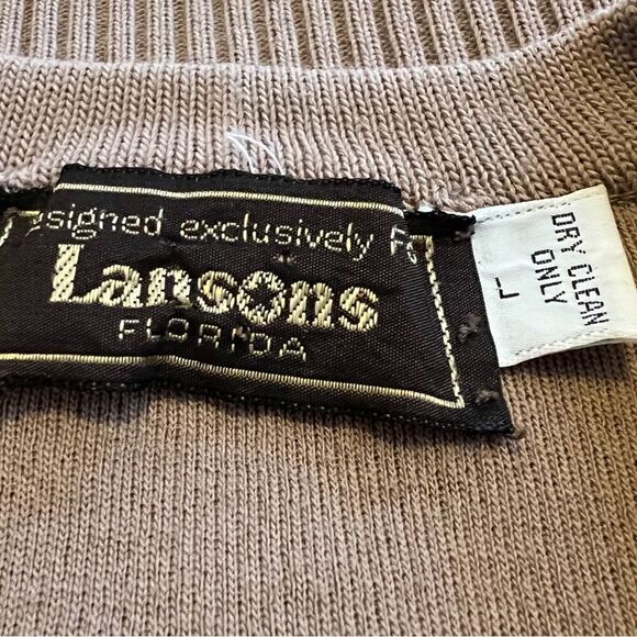 Vintage 1980s Lansons of Florida Tan Zephyr Wool and Ultra Suede Sweater. Size L - Picture 7 of 8